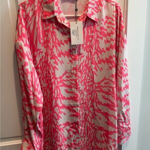 RESA Pink and Cream Abstract Print Button-Down Shirt